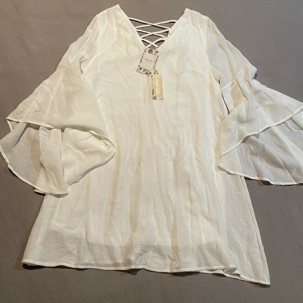 White Bell Sleeve Dress Size Medium